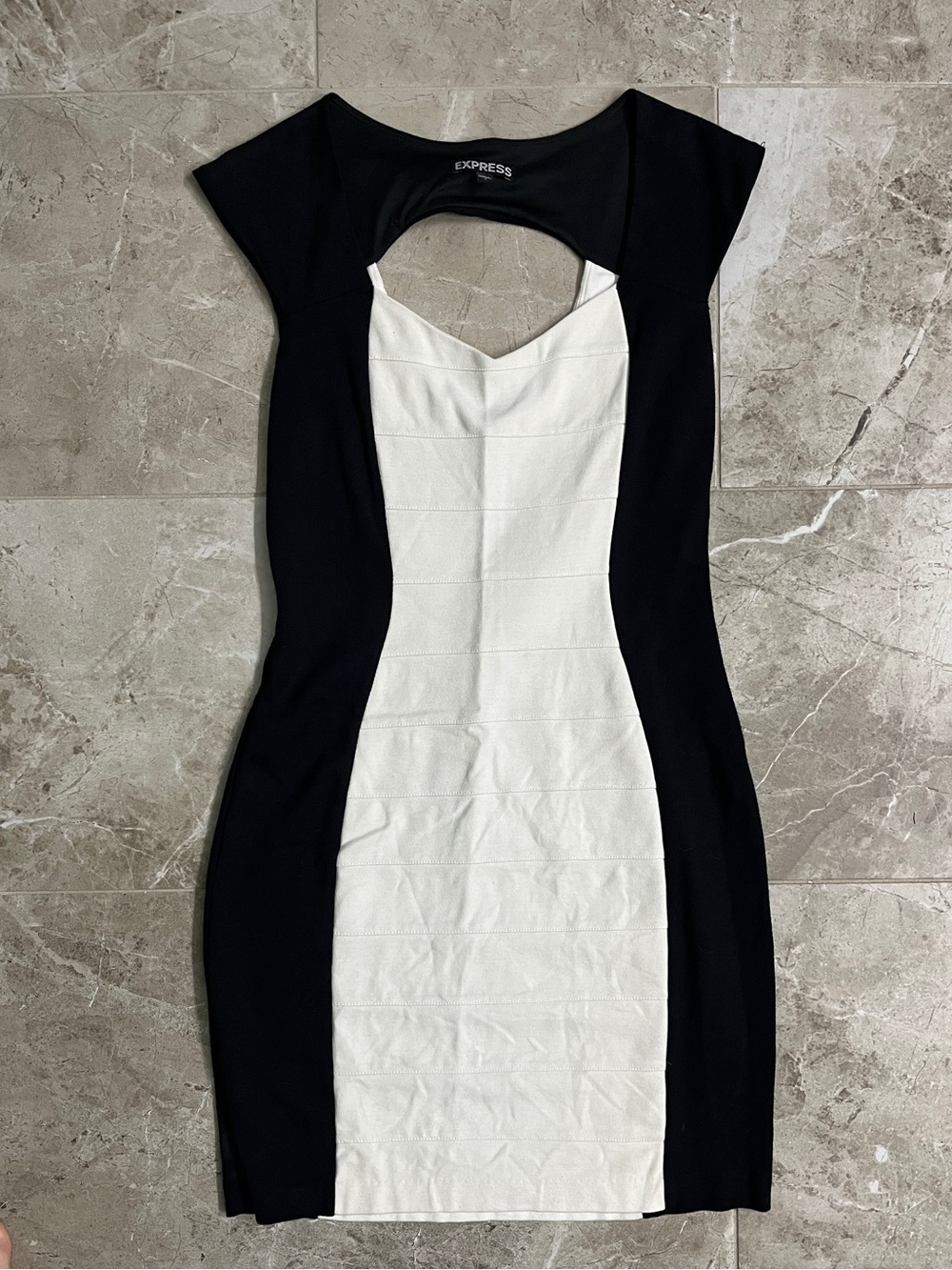 Express Black and White Cutout Midi Bodycon Dress